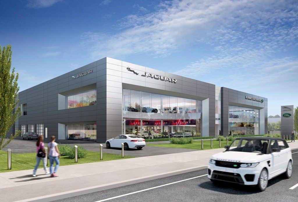 Entwurf der Repräsentanz von Jaguar Land Rover in München